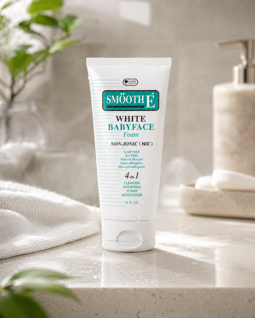 Smooth E White Babyface Foam 4oz | Premium 4-in-1 Thai Cleanser